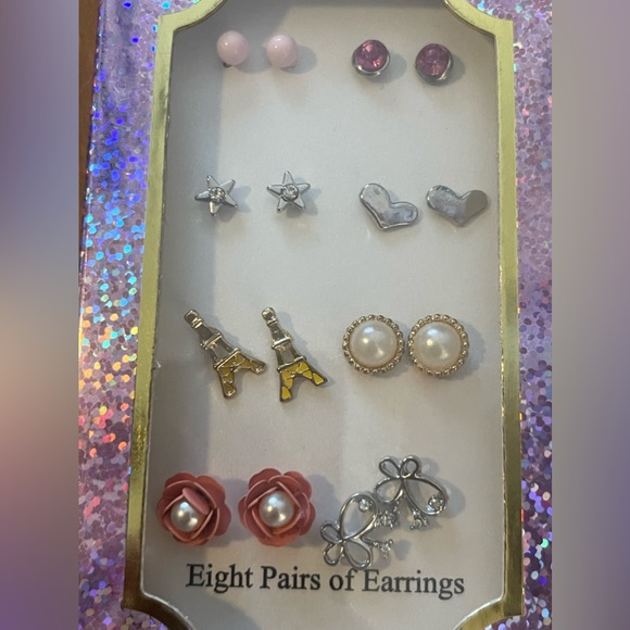 Girls/Kids 8 Pair Earrings - Picture 4 of 4